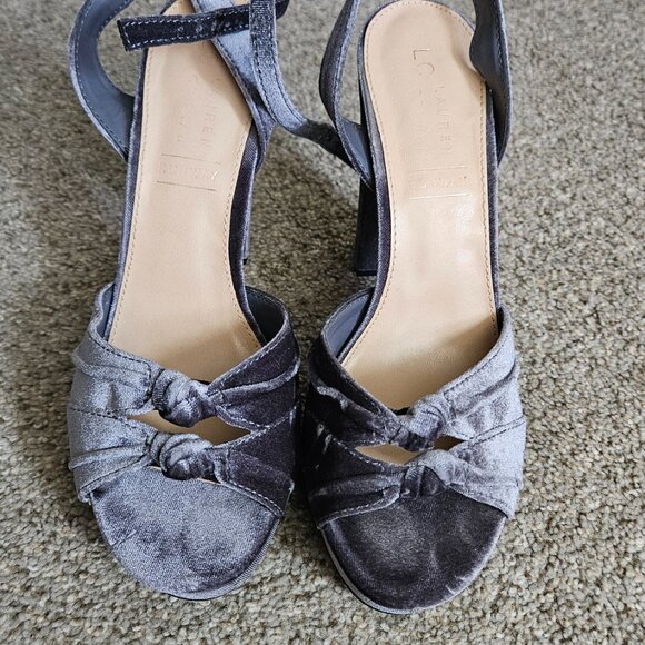 LC Lauren Conrad Rosinca Women's Velvet Platform High Heels - Picture 2 of 2